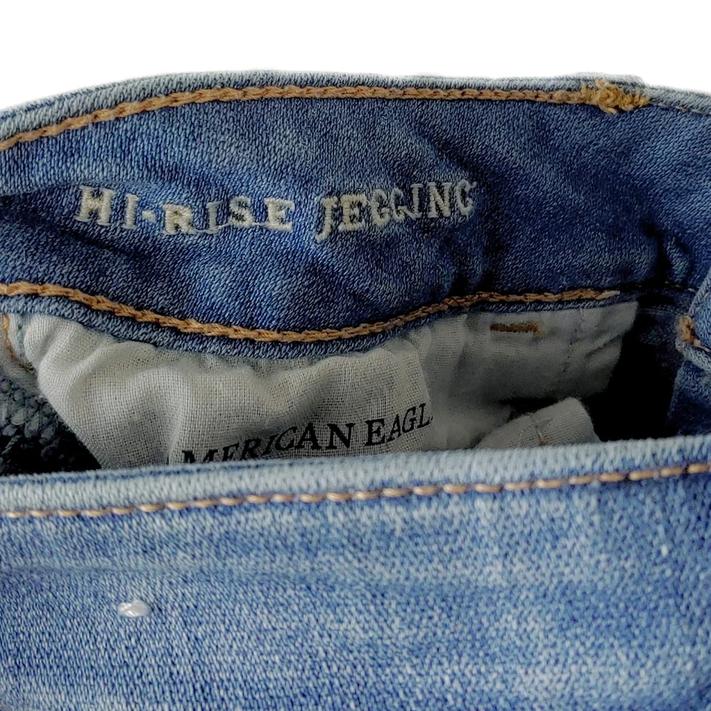 AEO EUC Womens 4 Short Super Stretch Hi-Rise Faded & Destroyed Jeggings - Picture 4 of 6